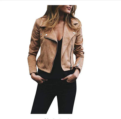 Veste courte pour femme avec fermeture éclair à manches longues