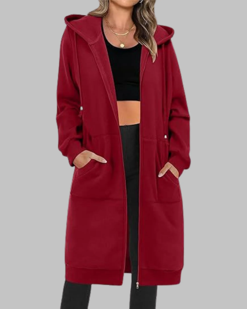 Veste Zippée Décontractée Grande Taille Femme Oversize