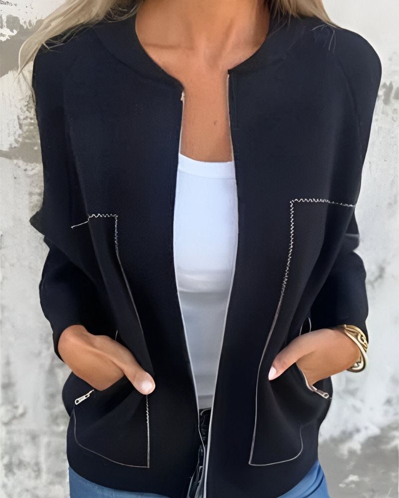 Frauen Bomberjacke Sportlich Zip-Up - IdealeKleiden