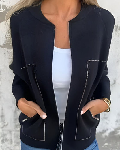 Frauen Bomberjacke Sportlich Zip-Up - IdealeKleiden