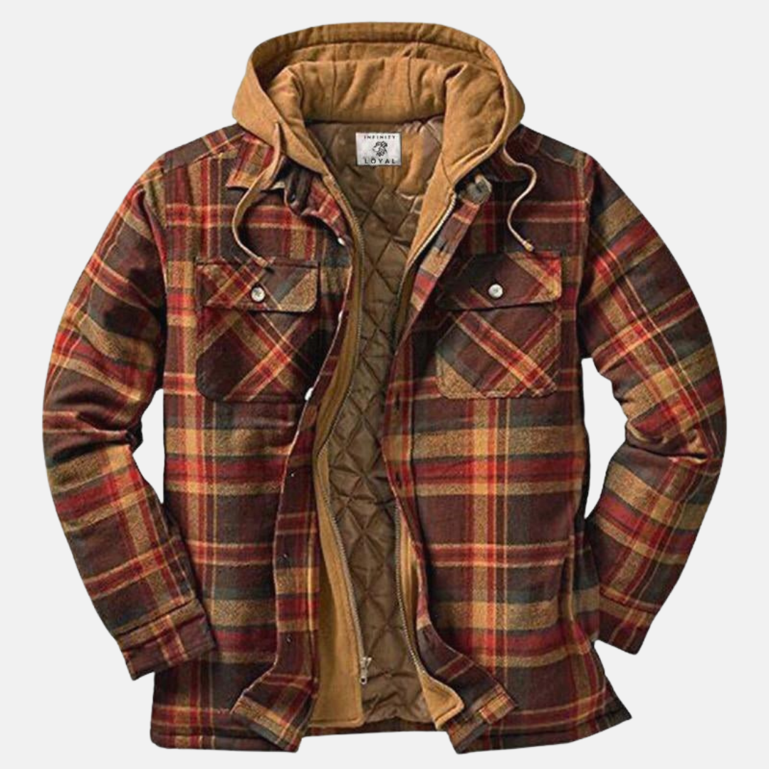 Herren Steppjacke Kariert Warm Bequem - IdealeKleiden
