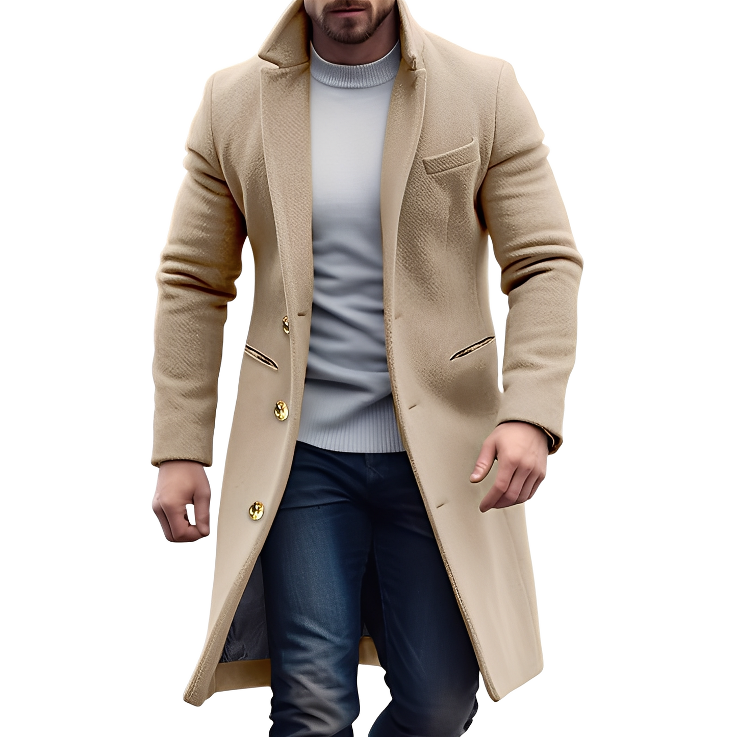 Stylischer Herrentrenchcoat aus Wolle - IdealeKleiden