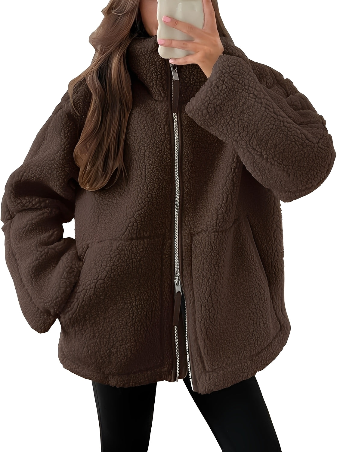Veste en laine élégante pour femme avec fermeture éclair
