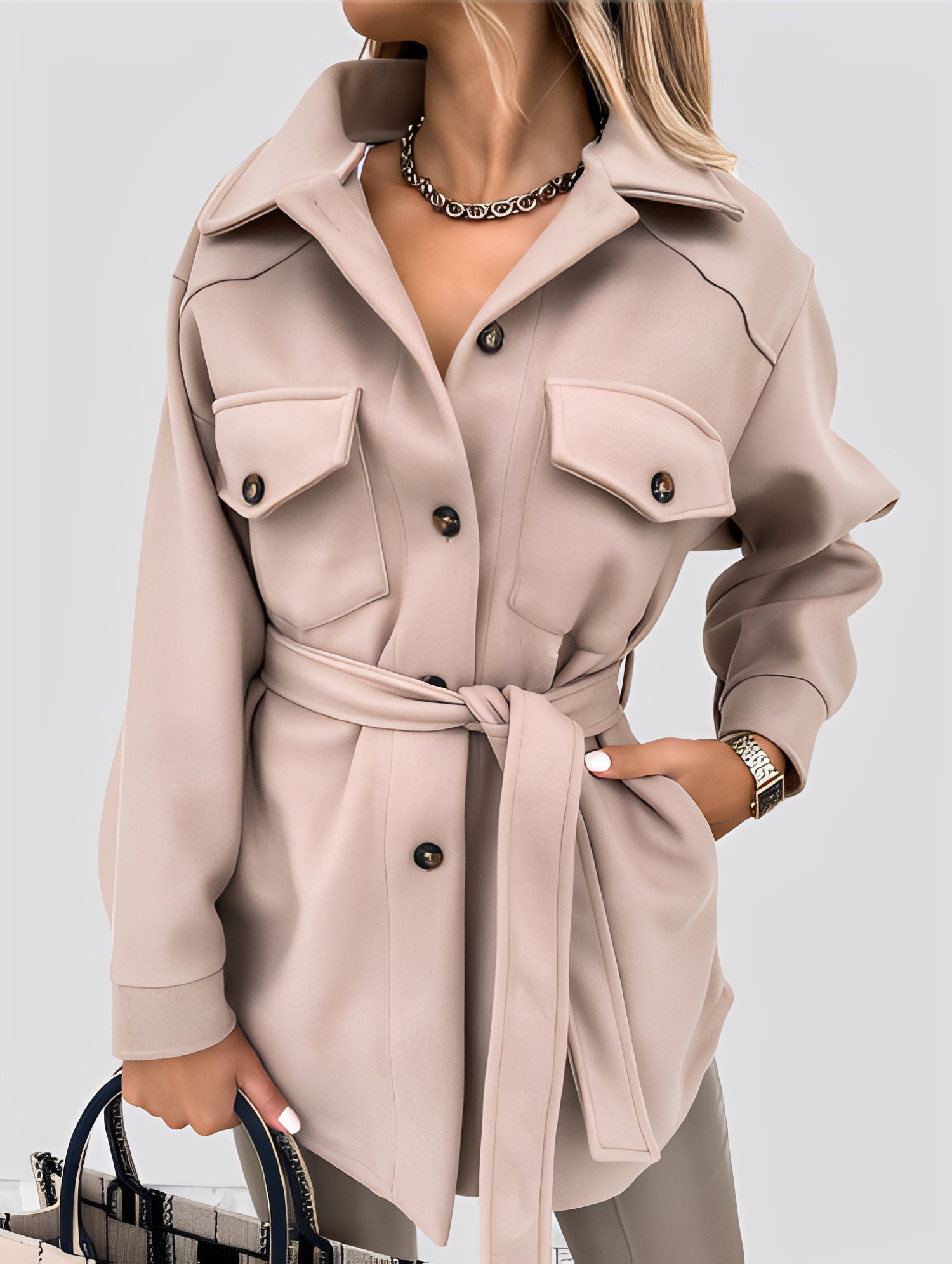 Stylische Damenjacke Leicht Reverskragen - IdealeKleiden