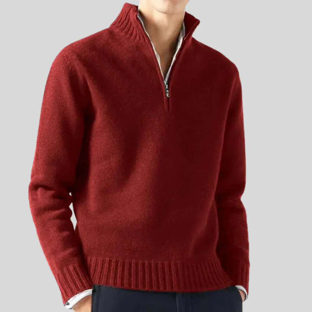 Pull de luxe pour homme à demi-fermeture éclair
