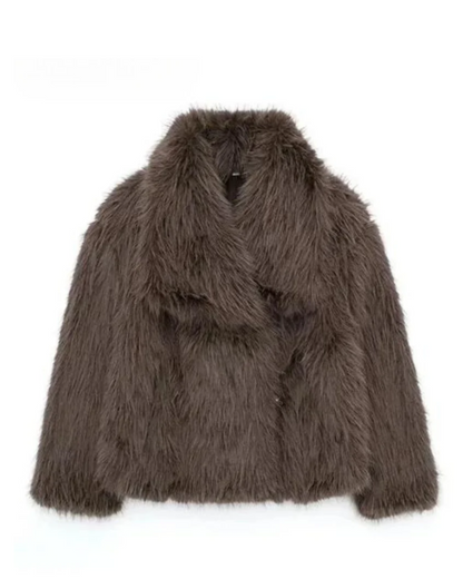 Élégant manteau d'hiver pour femme avec fausse fourrure