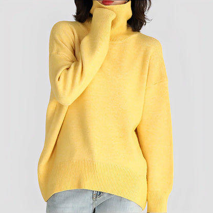 Grand pull à col roulé simple et élégant pour femme