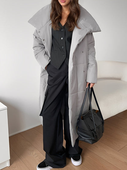 Veste longue d'hiver pour femme garnie de duvet