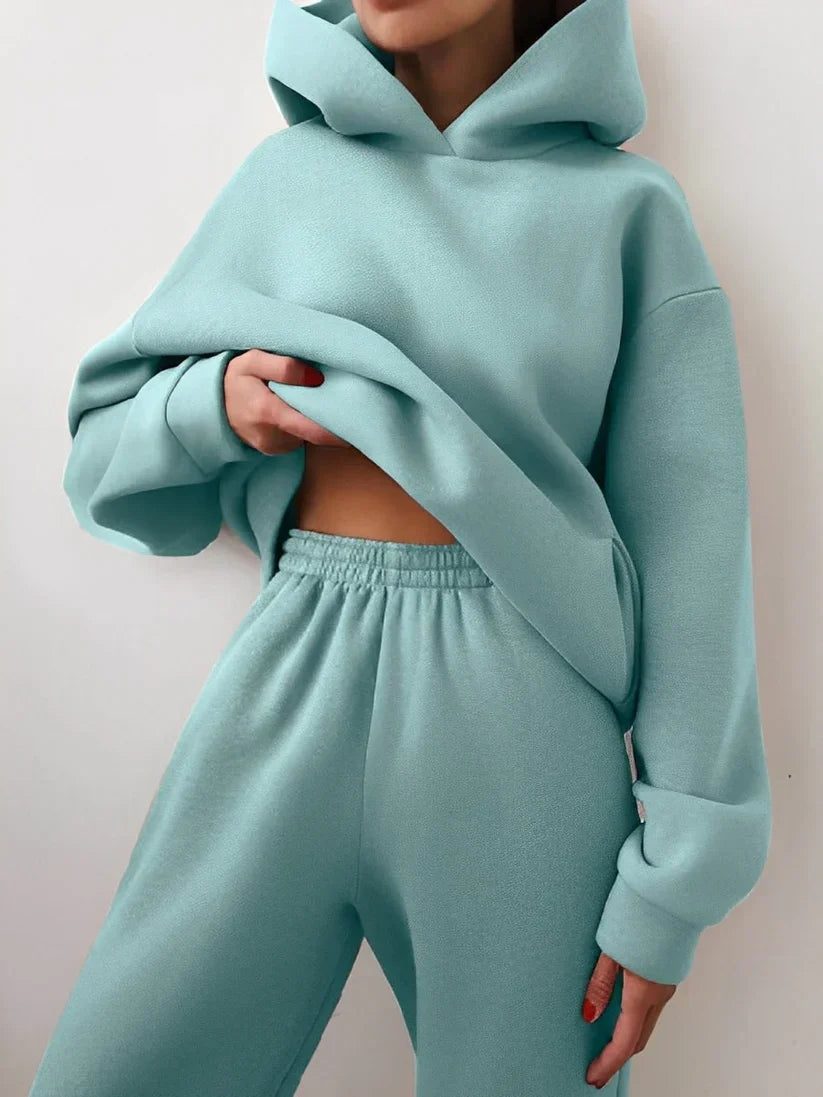 Ensemble de jogging pour femme à capuche, coloris pastel doux