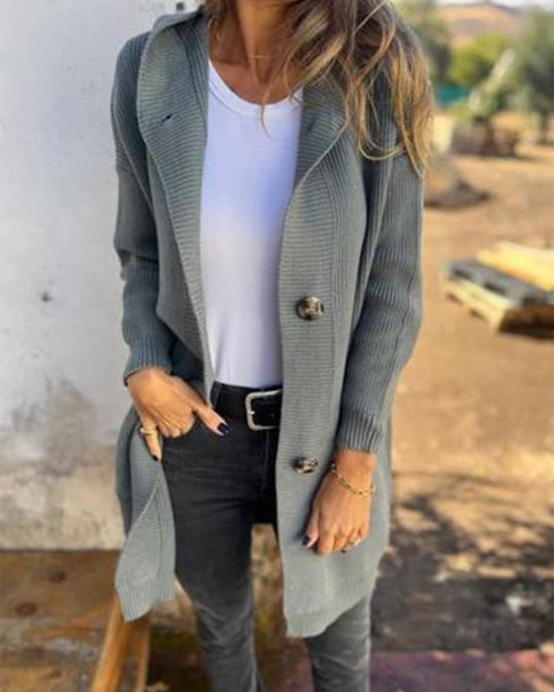 Cardigan à capuche avec poches pour femme