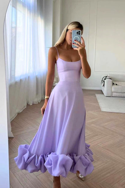 Robe de soirée élégante pour femme, invitée de mariage, design à volants
