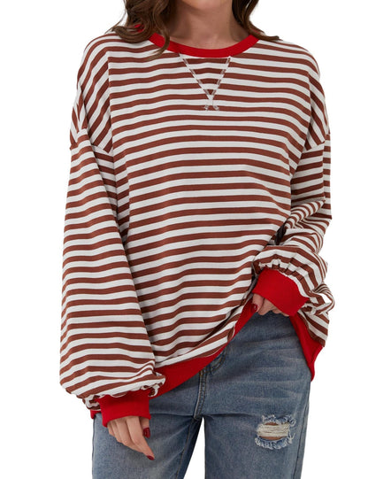 Pull rayé femme élégant décontracté