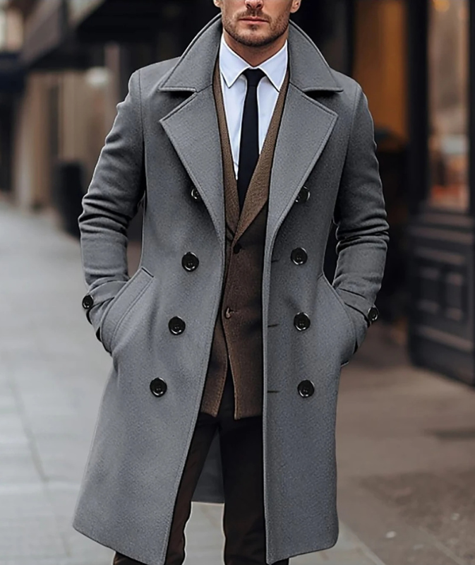 Élégant manteau croisé stylé pour homme