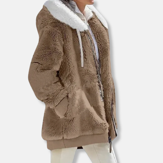 Übergroße Fleecejacke Kapuzenjacke Warm - IdealeKleiden