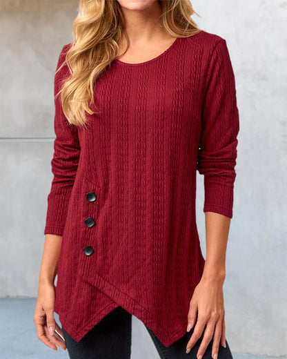 Robe femme élégante col rond boutons