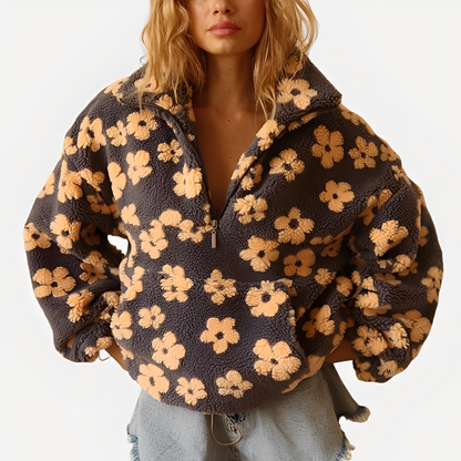 Pull Sherpa fleuri tendance pour femmes