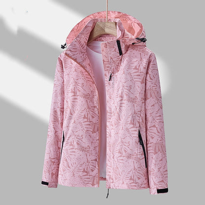 Stilvolle Damen Outdoor-Jacke Muster Kapuze - IdealeKleiden