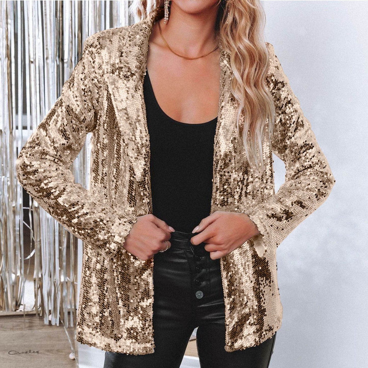 Blazer à sequins scintillants pour femme