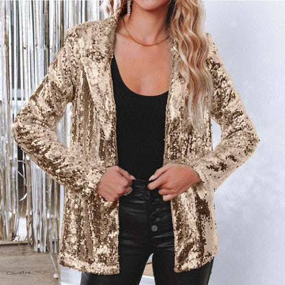 Blazer à sequins scintillants pour femme