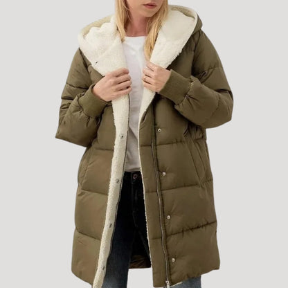 Manteau matelassé d'hiver pour femme avec capuche et chaud
