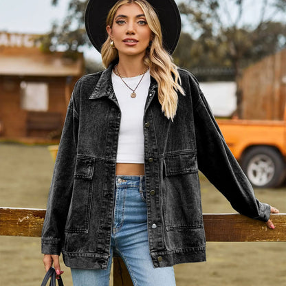 Veste en jean classique pour femme style vintage