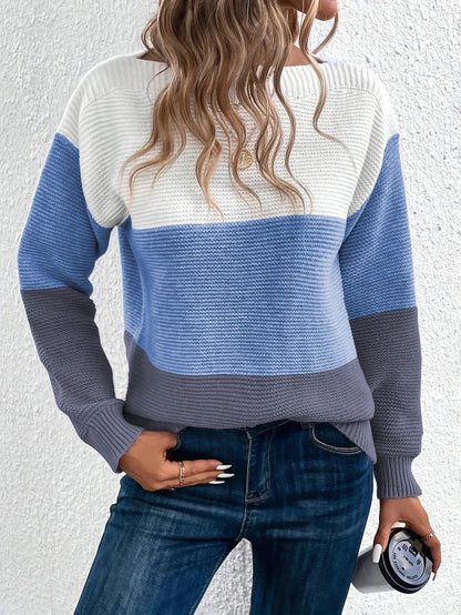 Pull élégant pour femme, design 3 bandes