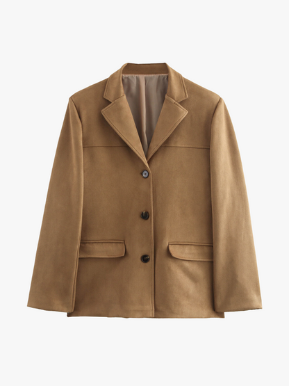 Élégant blazer marron aspect daim