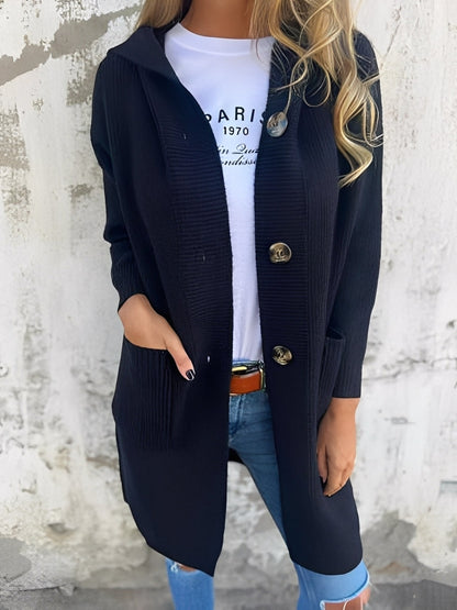 Cardigan long à capuche confortable pour femme