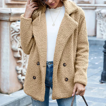Manteau Femme Mi-long Double Boutonnage Élégant