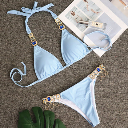 Maillot de bain scintillant effet diamant pour femme