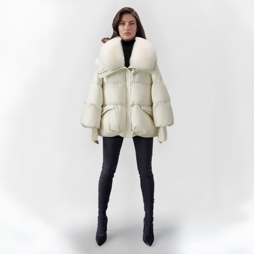 Robe d'hiver chaude avec col en fausse fourrure