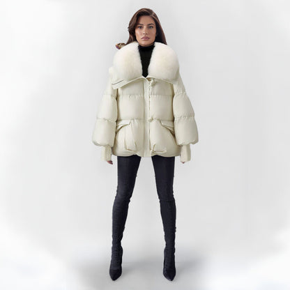 Robe d'hiver chaude avec col en fausse fourrure
