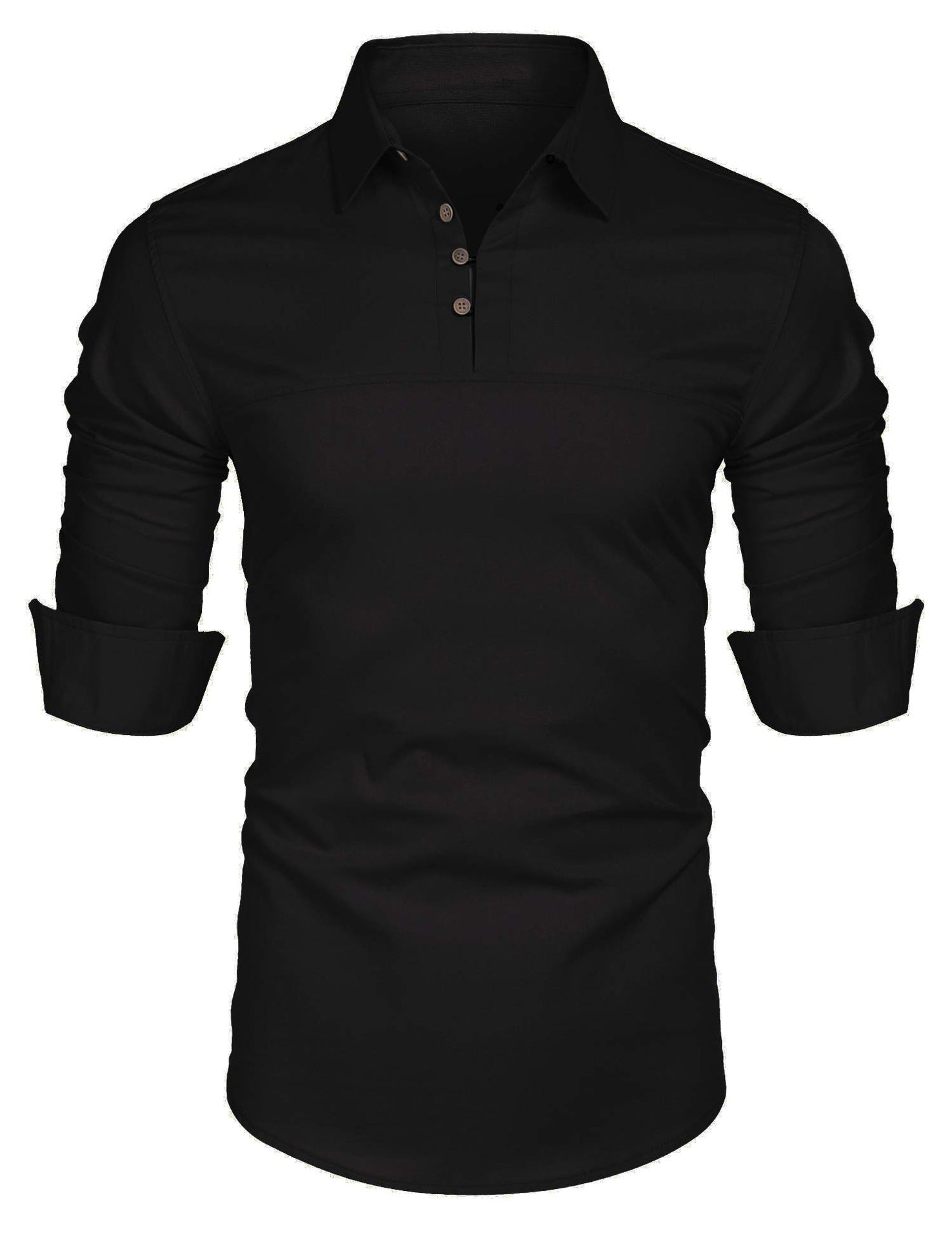Elegantes Kleid Langärmlig Slim Fit Baumwolle Stehkragen - IdealeKleiden