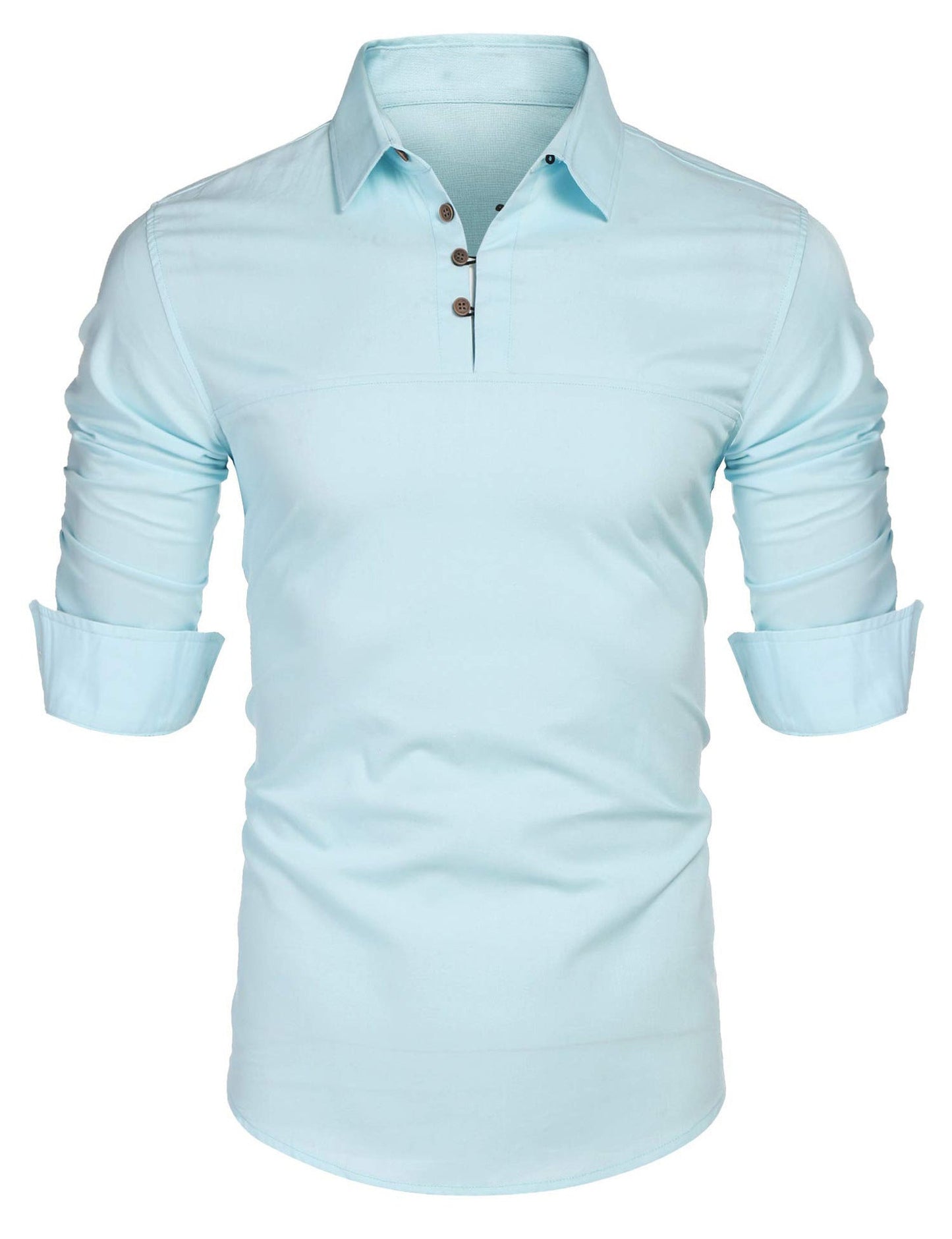 Robe élégante Manches longues Coupe slim Coton Col montant