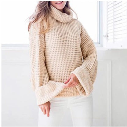 Pull femme grosse maille grande taille col montant