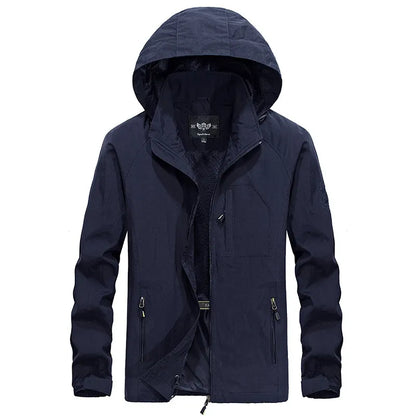 Veste d'extérieur imperméable pour homme avec capuche amovible