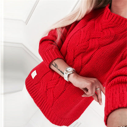 Pull-over Femme Grosses Mailles Motif Tressé Élégant