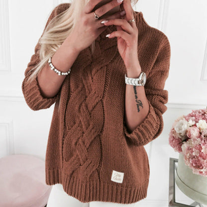 Pull-over Femme Grosses Mailles Motif Tressé Élégant