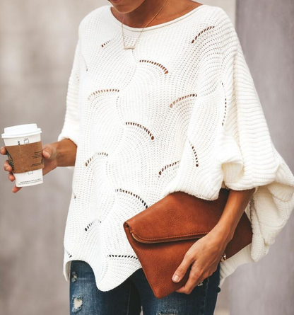 Pull côtelé structuré oversize pour femme