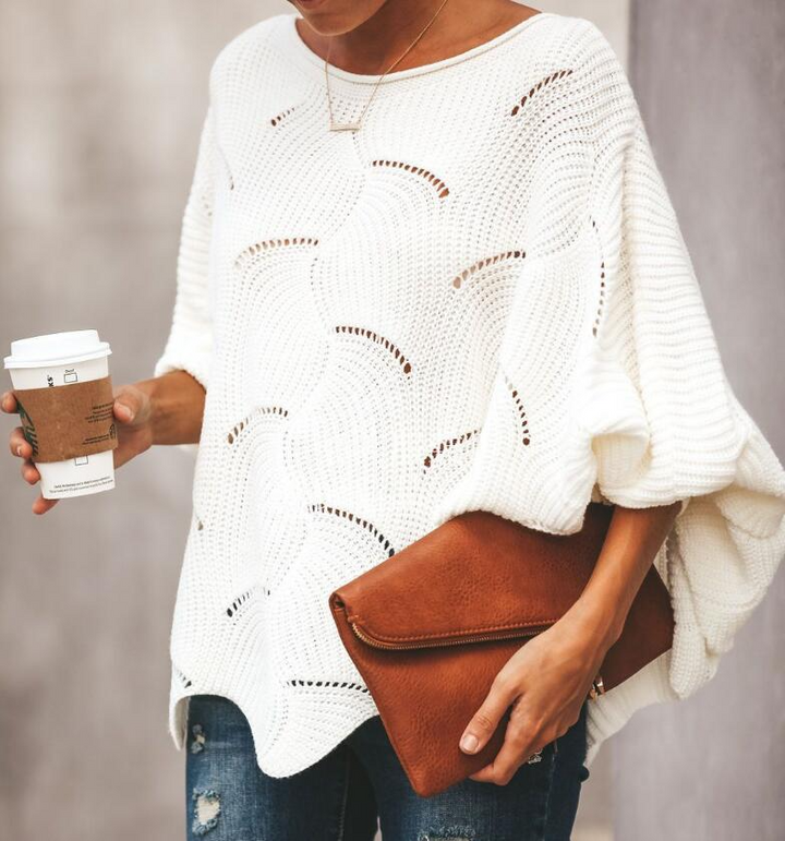 Pull côtelé structuré oversize pour femme