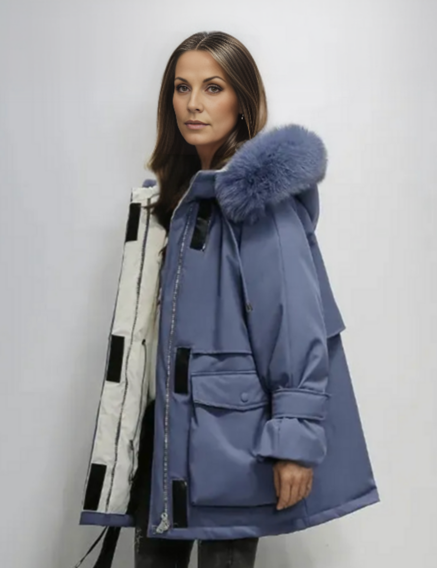 Parka d'hiver pour femme en fausse fourrure végétalienne