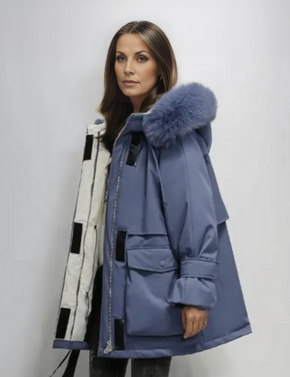 Parka d'hiver pour femme en fausse fourrure végétalienne