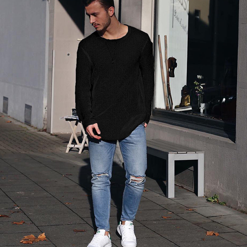 Pull en tricot pour homme, motif à grosses mailles, coupe décontractée