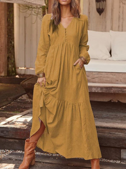 Robe longue élégante pour femme avec jupe volumineuse