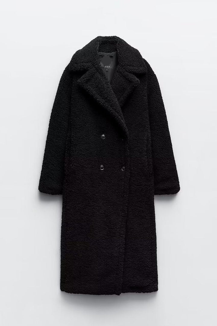 Manteau long en peluche pour femme style moderne chic