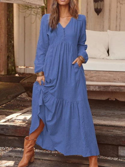 Robe longue élégante pour femme avec jupe volumineuse