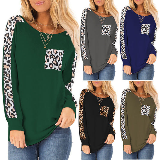 Damen Sweatshirt Leopardenmuster Trendy Style - IdealeKleiden