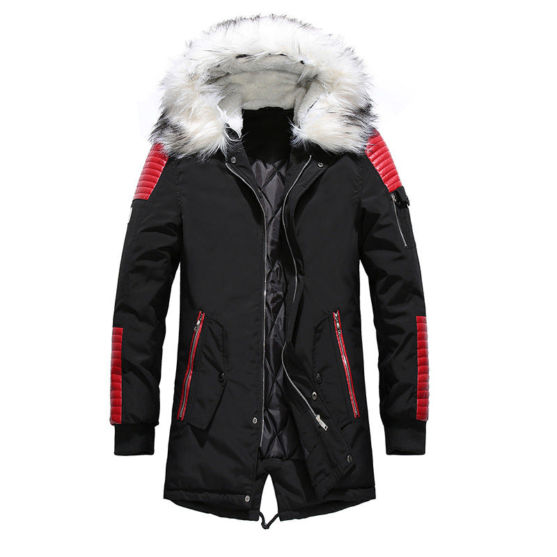 Parka d'hiver pour homme avec col en fourrure amovible