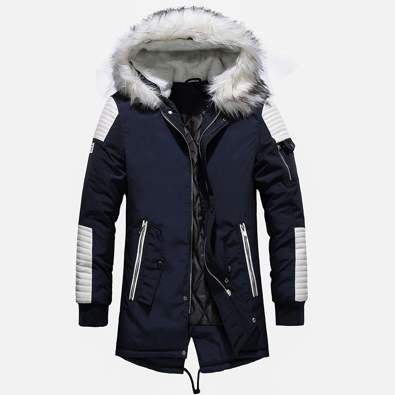 Parka d'hiver pour homme avec col en fourrure amovible