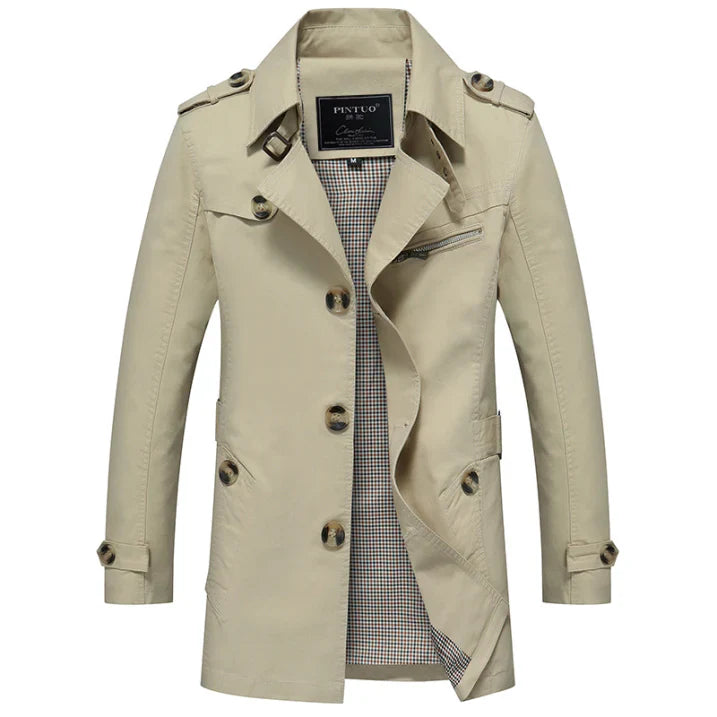 Trench-coat long élégant à double boutonnage pour homme